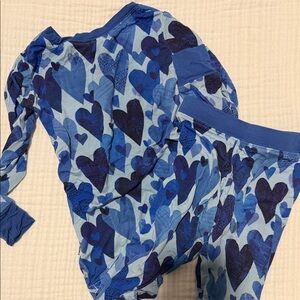 Little Sleepies Valentine’s Day Blue Heart Kids Pajama Set